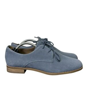 Ecco Blue Perforated Suede Lace-Up Derby Shoes Oxfords Women's EU 39 (US 8/8.5)